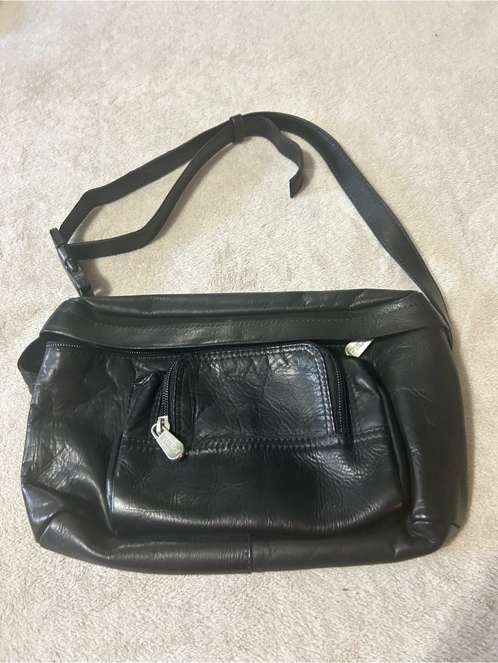 Piel Travelers Waist Bag Crossbody Unisex Genuine Leather Vintage 1990s Utility